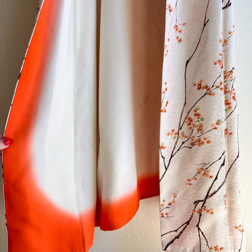 Japanese Maple Kimono Robe - Cream and Orange - Picture 7 of 13